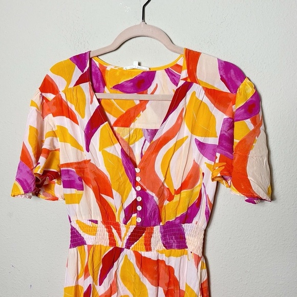 Abel the Label Anthropologie Multicolor Swish Printed Flutter Sleeve Dress M - Picture 3 of 9